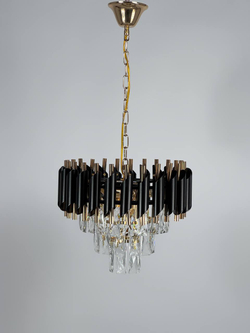 Люстра подвесная Lanbos, 5 ламп Е14, 200 Вт, до 12 кв м, черная+золото