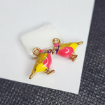 Птичка, подвеска, бижутерный сплав, позолота, цветная эмаль, 17×14мм, штучно