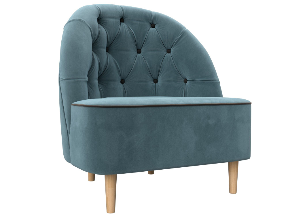 Кресло Амиса, Бирюзовый\Коричневый, Велюр, 110039