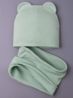 Шапка с ушками для малышей и снуд осенний