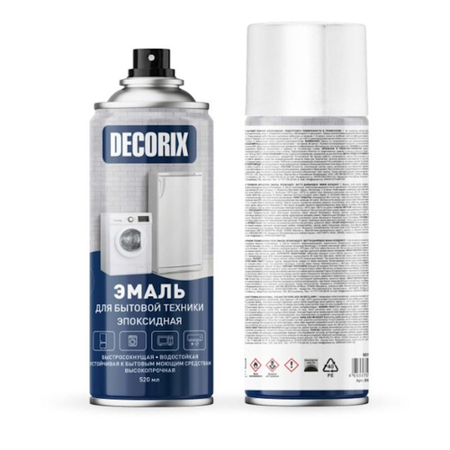 Эмаль аэроз. DECORIX акрил.  д/бытовой техники белая эпоксидная  520мл  0156-23 DX