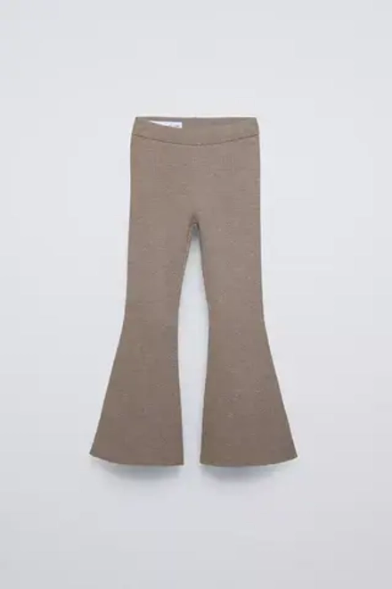 ZARA РАСКЛЕШЕННЫЕ ТРИКОТАЖНЫЕ ЛЕГИНСЫ, РЫЖЕВАТО-КОРИЧНЕВЫЙ