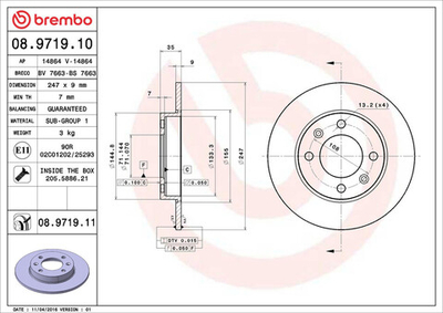 BREMBO - 08971911-BRB - Brake Disc