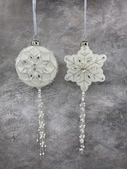 Набор украшений Лазоревый цветок 10х8 см., стекло, 3 шт., Christmas DeLuxe (13158)