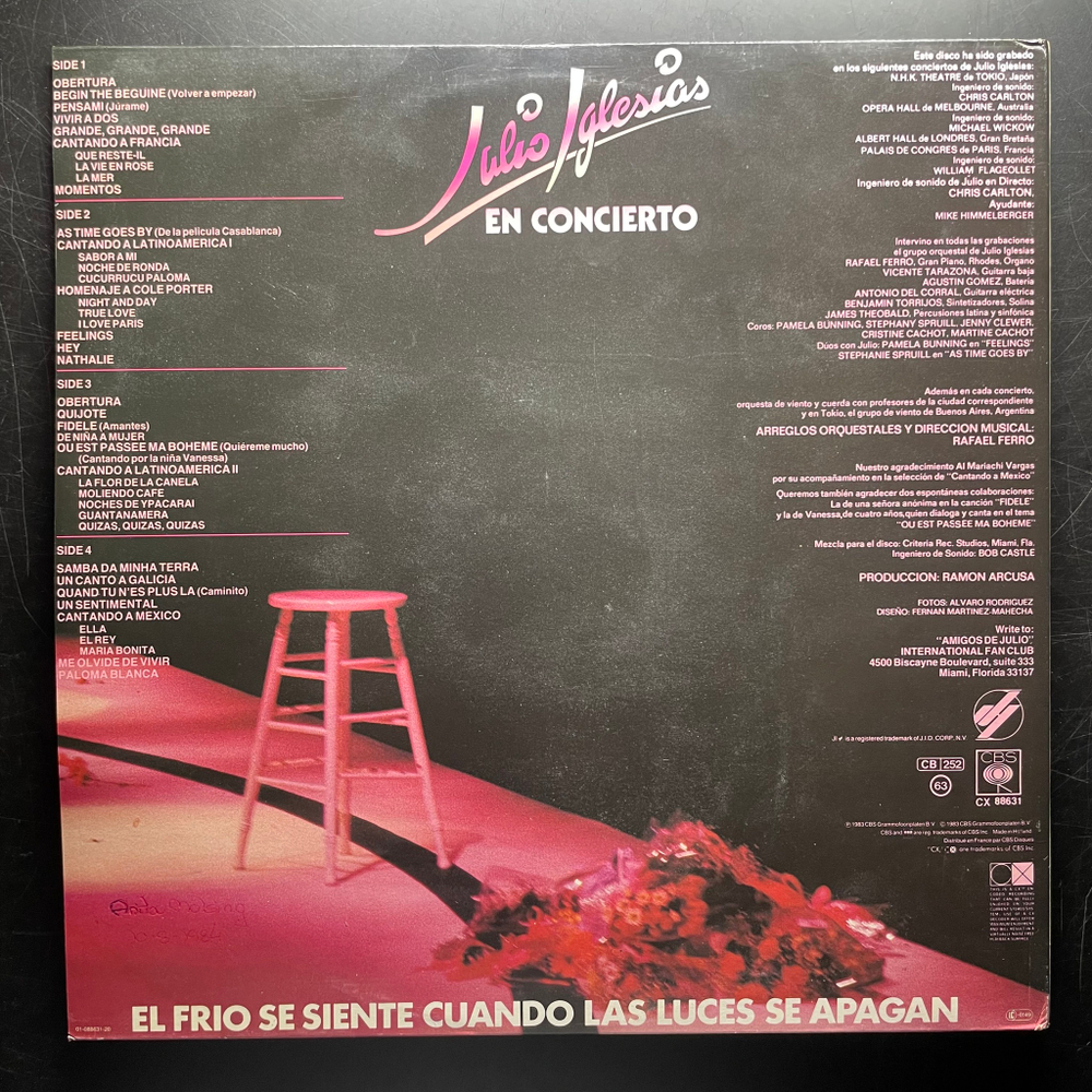 Julio Iglesias ‎– En Concierto 2LP (Голландия 1983г.)