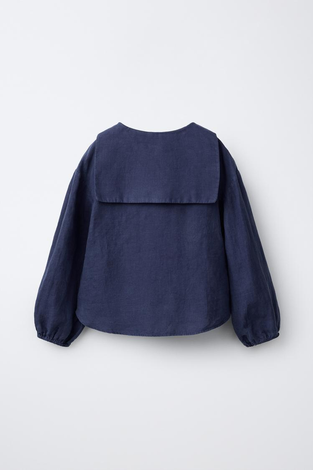 ZARA РУБАШКА С КРУГЛЫМ ВОРОТНИКОМ ИЗ 100% ЛЬНА, СИНИЙ