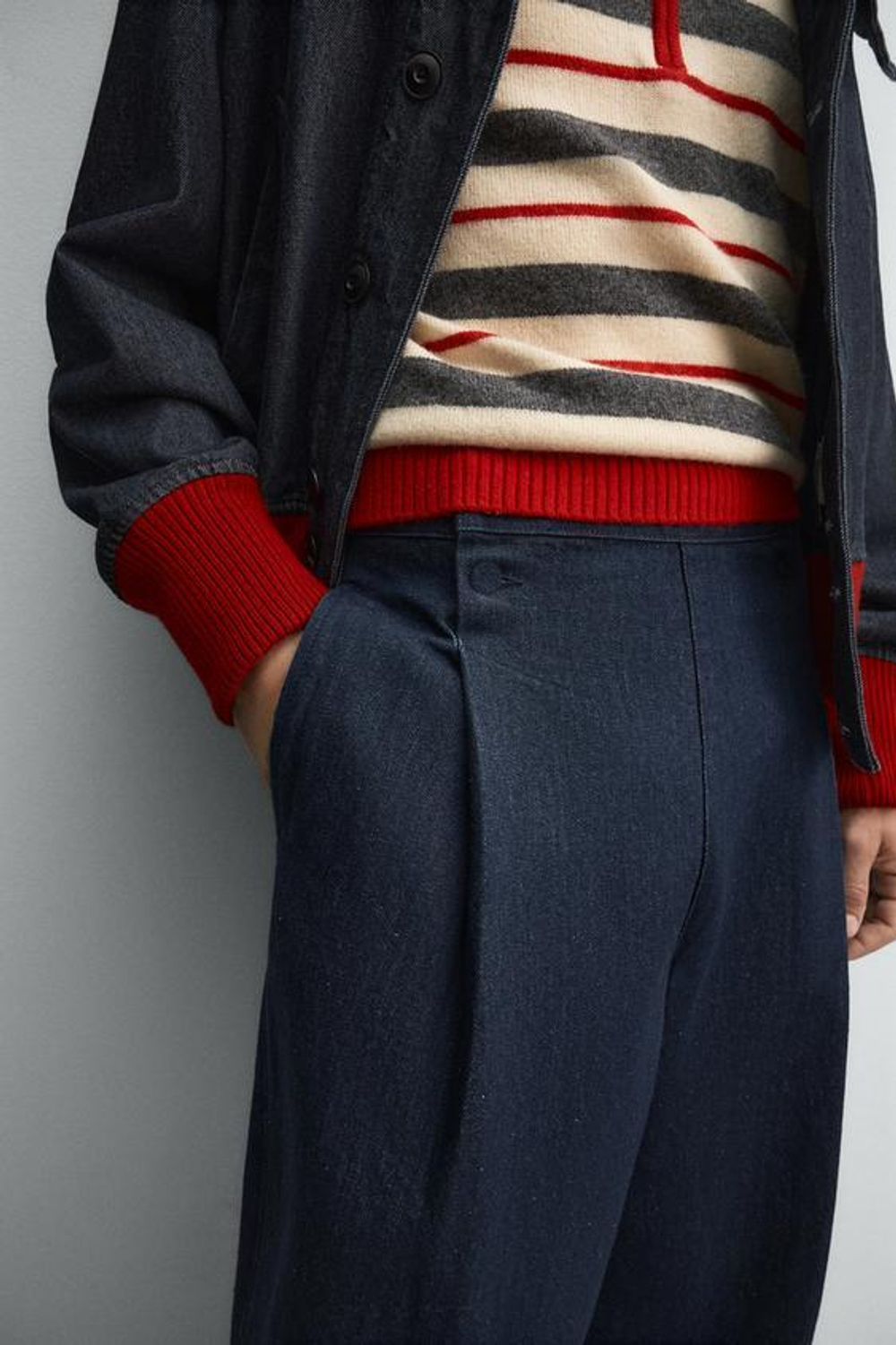 ZARA HARRY LAMBERT X DISNEY ДЖИНСОВЫЕ БРЮКИ ШИРОКОГО КРОЯ, МОРСКОЙ СИНИЙ