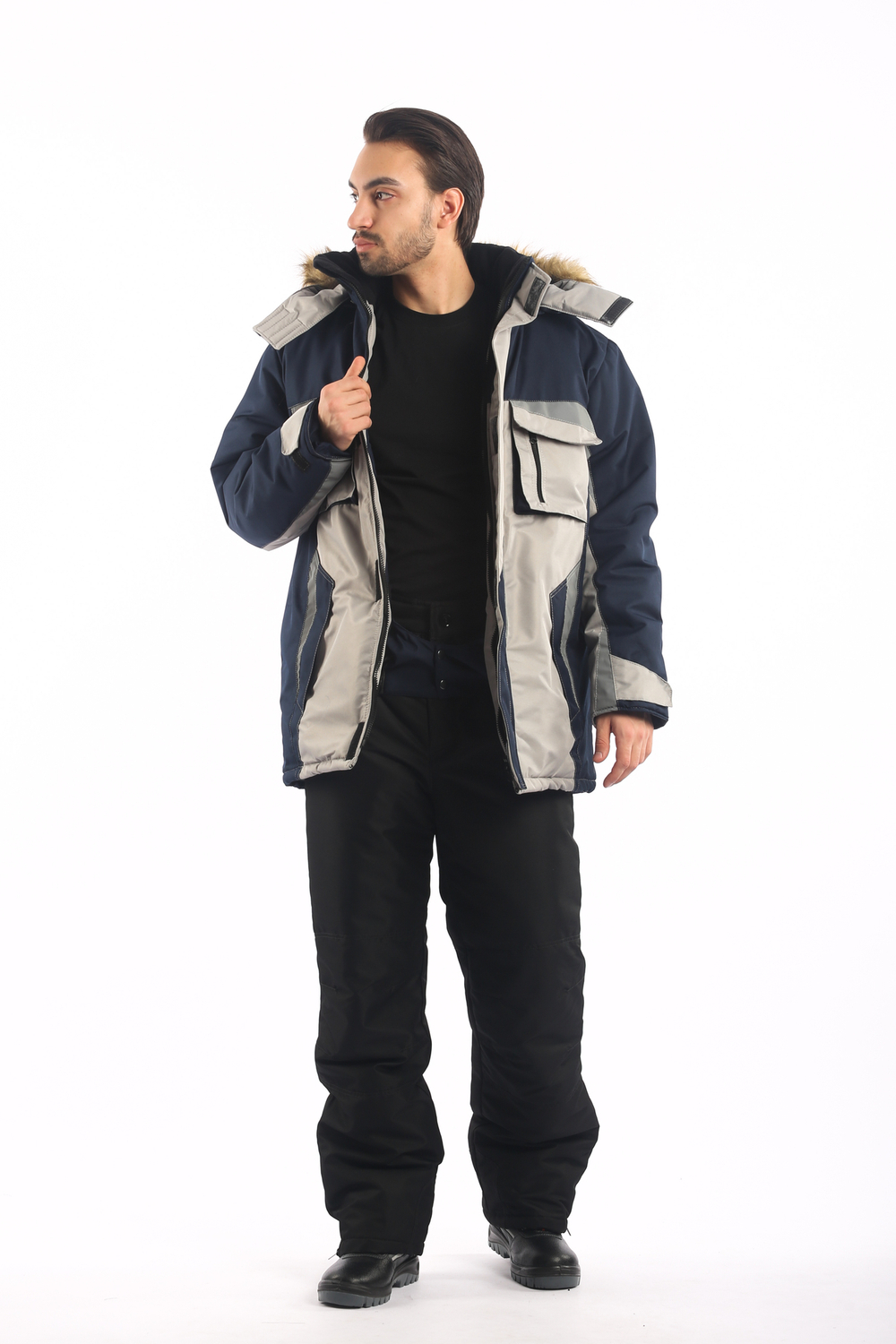 Куртка утепленная "Ультра" серый/синий, ткань мембрана