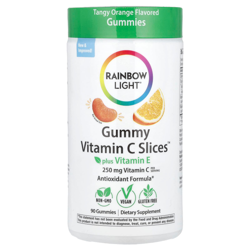 Rainbow Light, Жевательные таблетки с витамином C ™ и витамином E, насыщенный апельсин, 90 жевательных таблеток