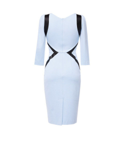 Платье приталенного покроя голубое с рукавом 3/4 02-02-19FW