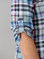 Блузка БЛ-131/клеткасерый-индигокрасный