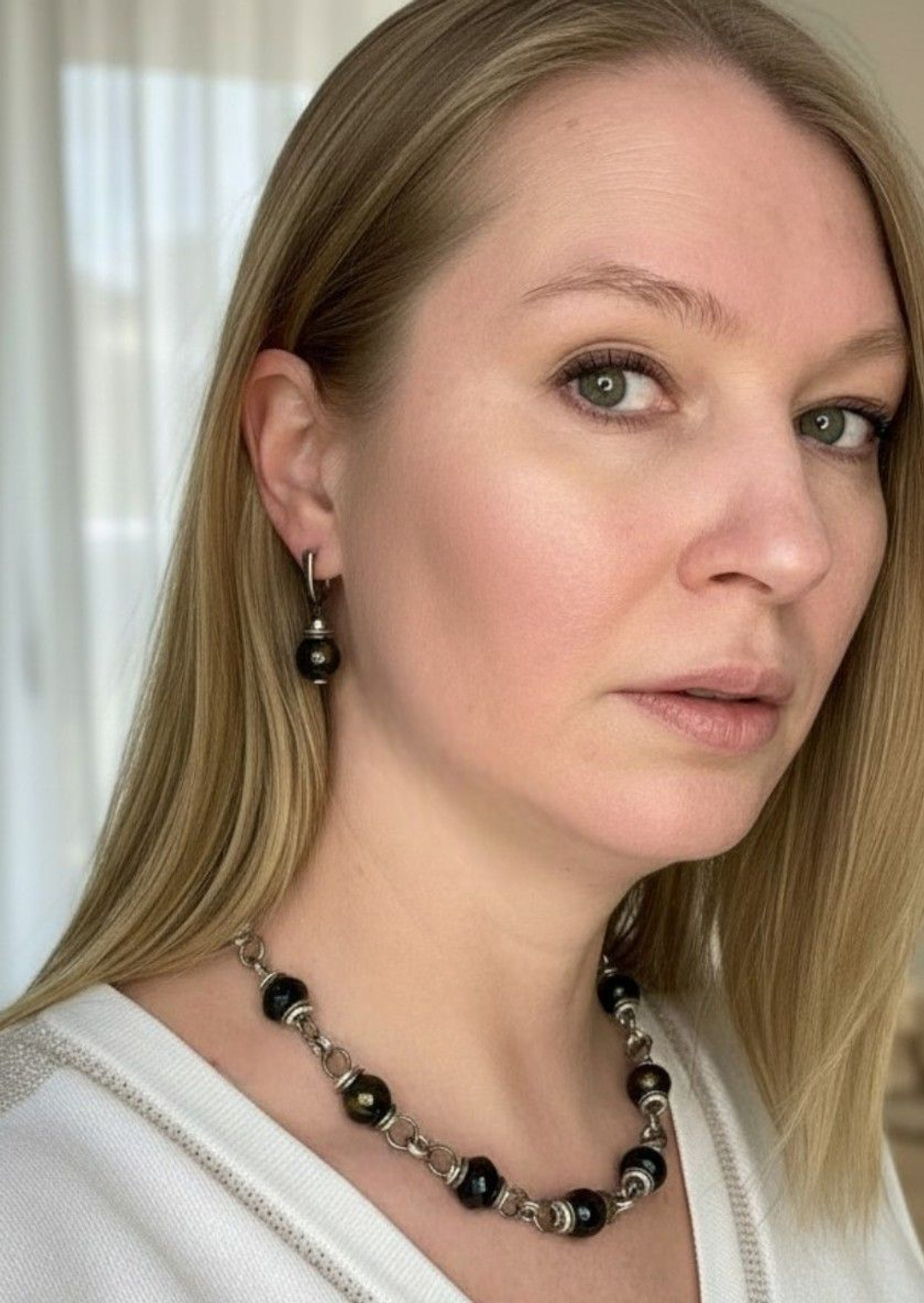 Комплект колье и серьги муранское стекло