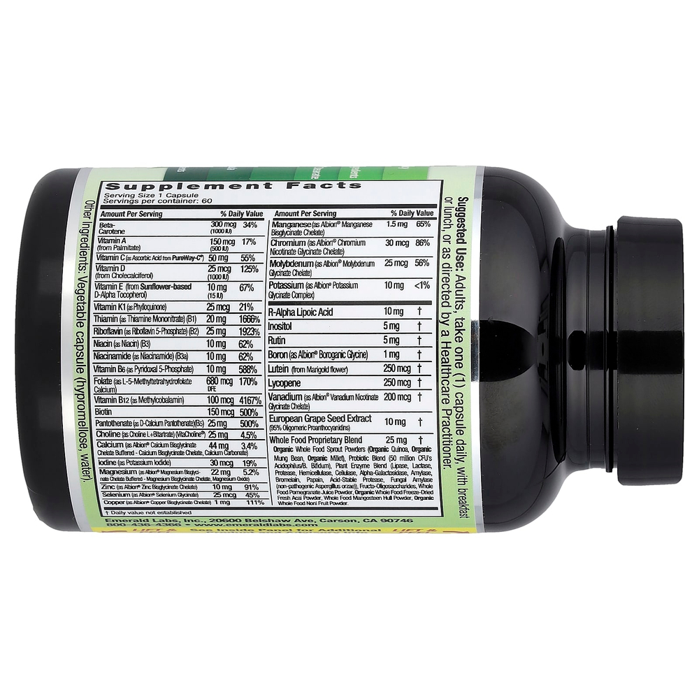 Emerald Laboratories, мультивитамины для женщин с коэнзимом, 1 день, 60 растительных капсул