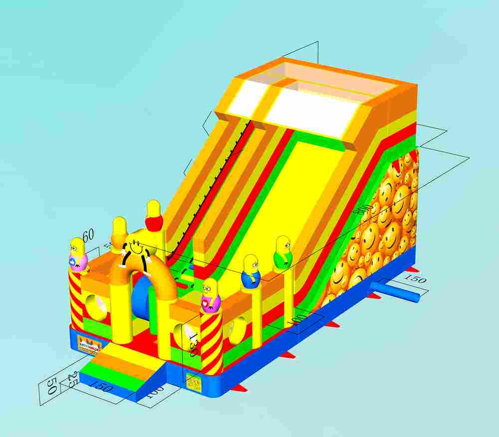 Коммерческий надувной батут «Смайлик», 8*4*4,5 м