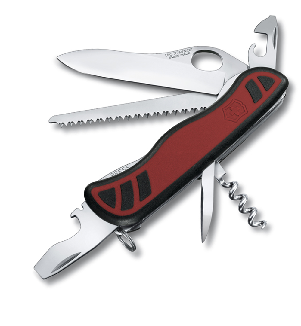 Нож Victorinox Forester, 111 мм, 10 функций, с фиксатором лезвия, красный с чёрным