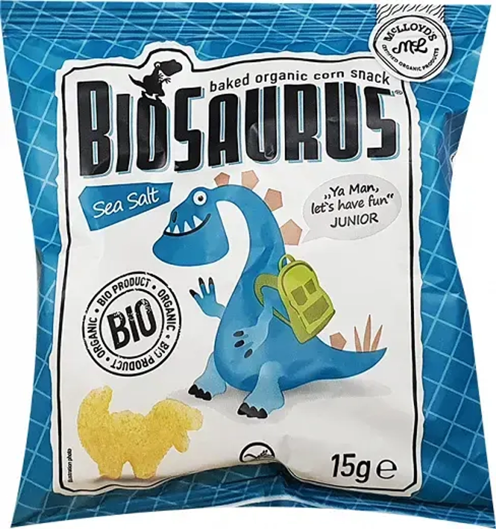 Снеки кукурузные с морской солью, Biosaurus, 15 гр