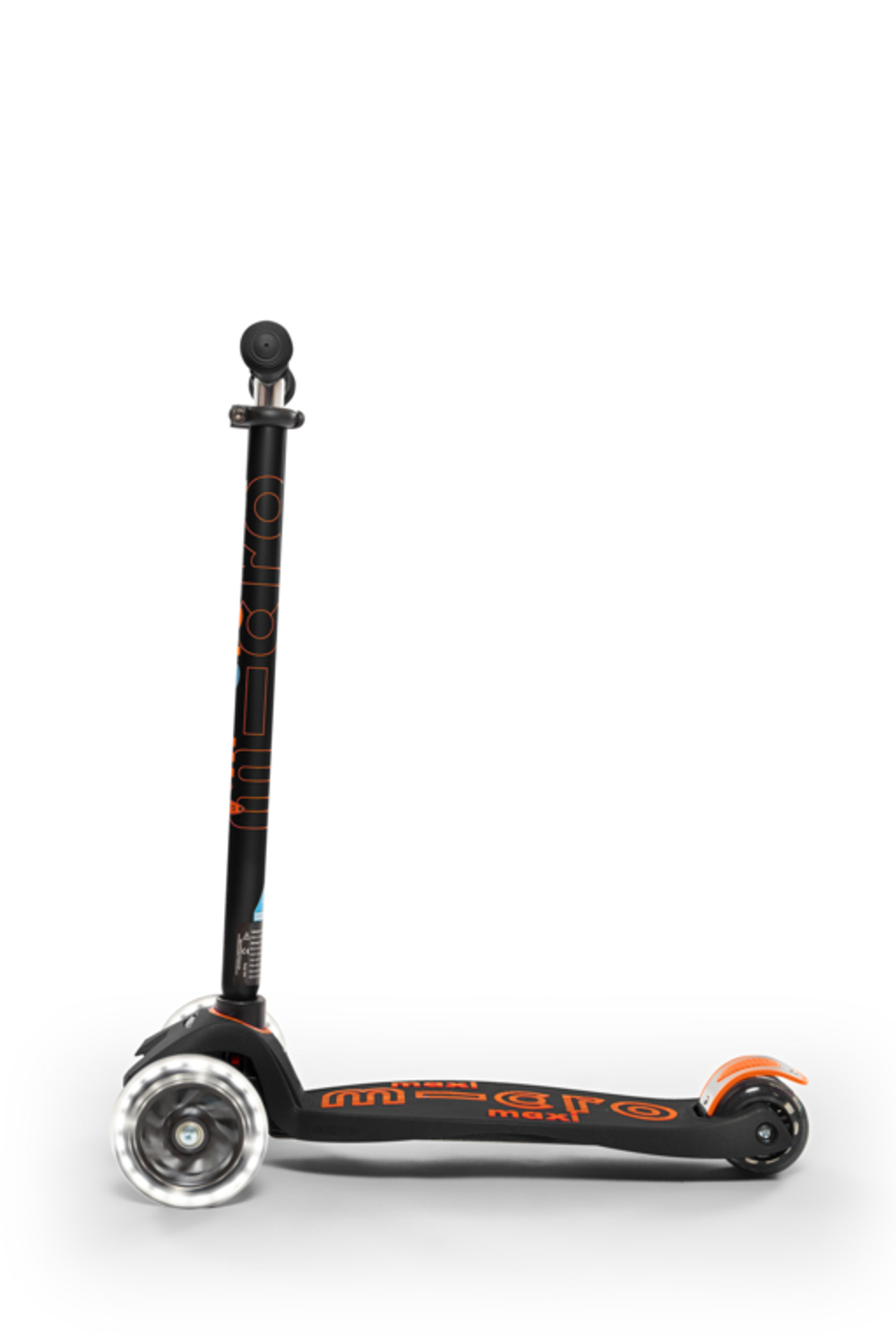 Самокат Maxi Micro Deluxe черно-оранжевый LED
