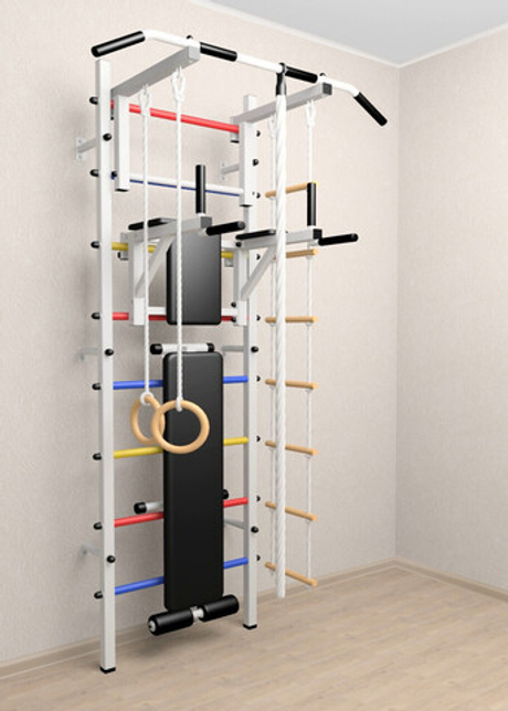 Шведская стенка Sv Sport усиленная 606 (Турник стандарт/Брусья/Скамья/Канат/Кольца/Лестница)