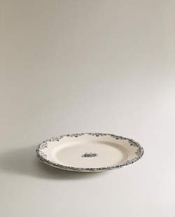 ZARA HOME ДЕСЕРТНАЯ ТАРЕЛКА С РИСУНКОМ, СИНИЙ