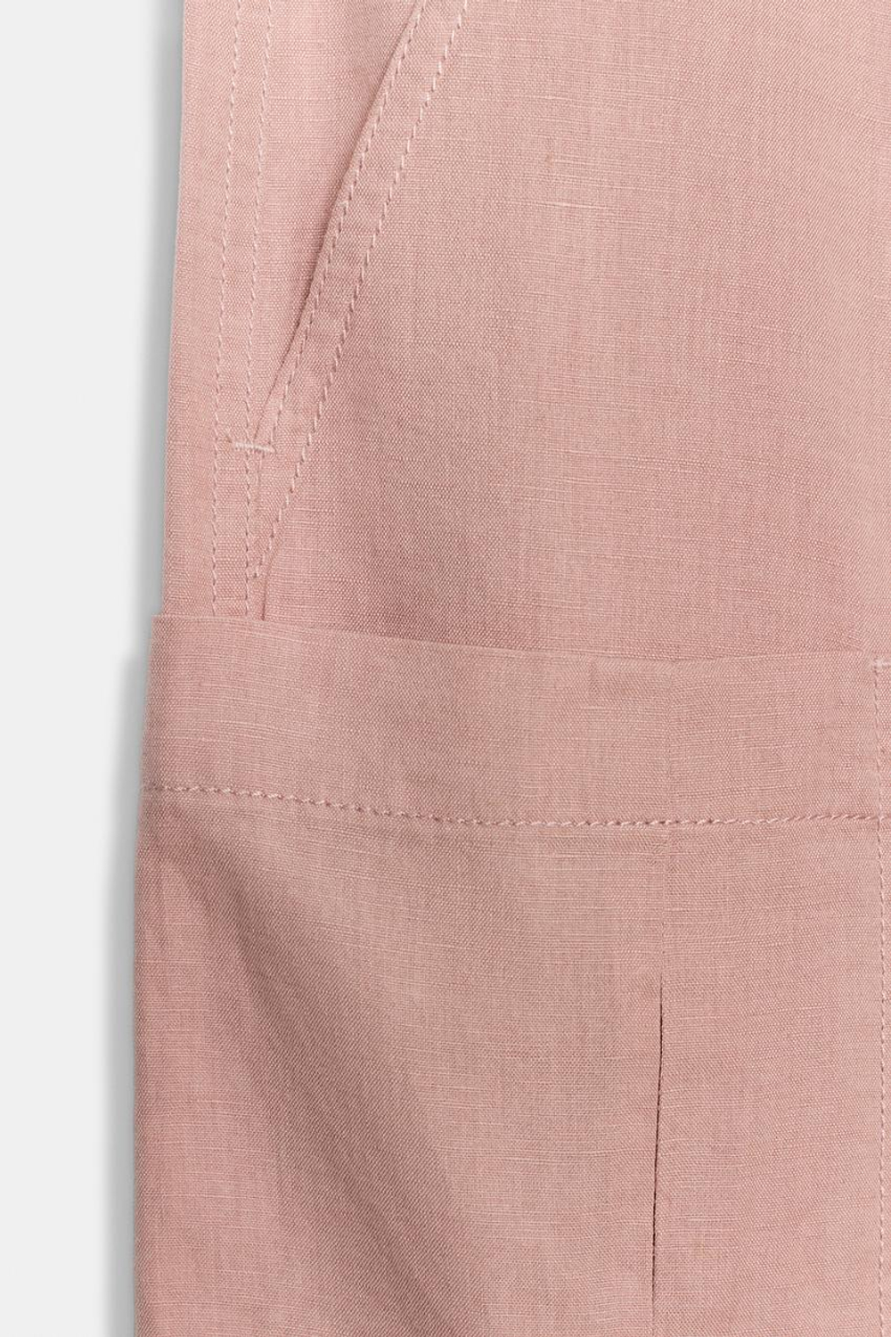 ZARA БРЮКИ КАРГО ИЗ СМЕСОВОГО ЛЬНА — ZW COLLECTION, СВЕТЛО-РОЗОВЫЙ