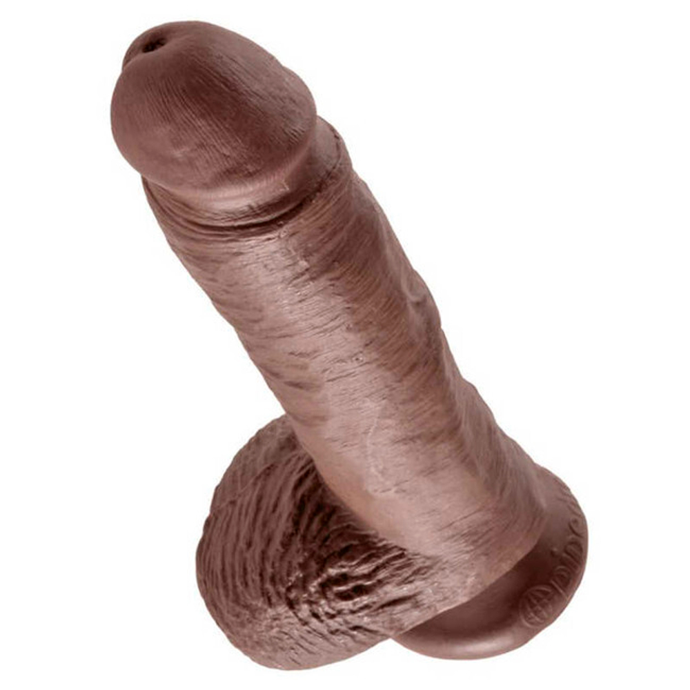 Реалистичный фаллос с мошонкой на присоске 8''Cock with Balls (Цвет: коричневый)