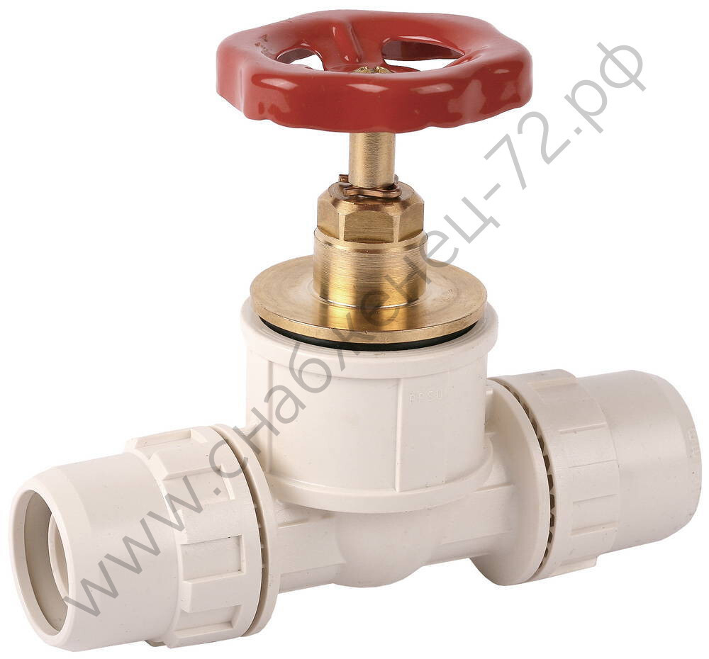 ЗУБР ШиреФит, штуцер с гайкой-кран запорный с маховиком-штуцер с гайкой 26 мм, Запорный кран (51571-26)