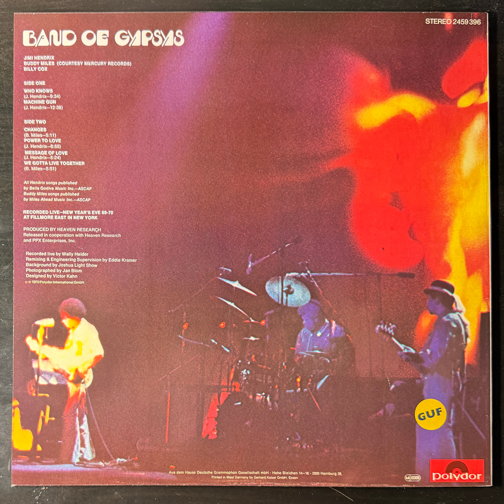 Hendrix ‎– Band Of Gypsys (Германия 1980г.) Т