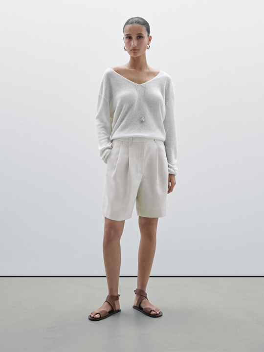Massimo Dutti Плиссированные шорты, белый