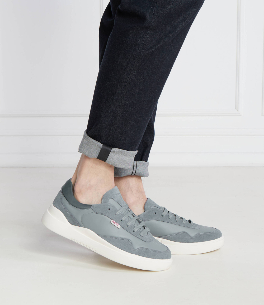 Кожаные кроссовки blake HUGO - серый(50510214)