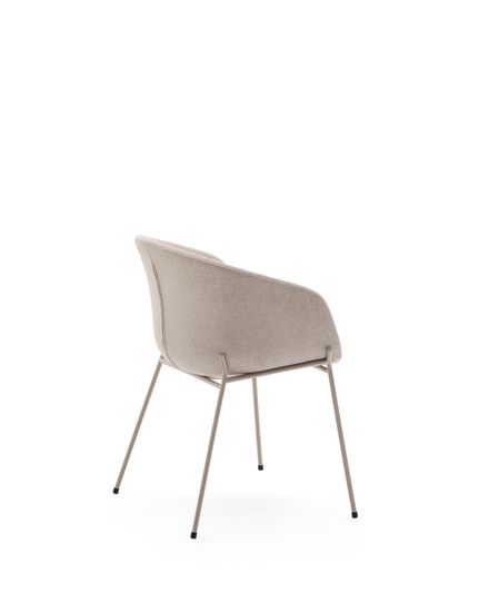 Стул Yvette из бежевого шенилла и стальными ножками бежевого цвета