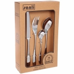 Набор столовых приборов «SANLI» 16шт (4ножа, 4вилки, 4ст.ложки, 4ч.ложки), цвет серебро