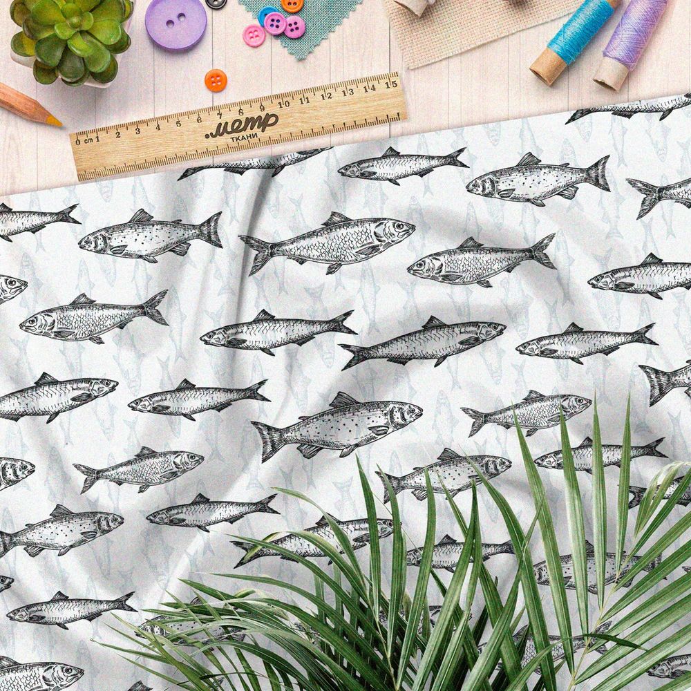 Ткань дюспо рыбы на бежевом фоне