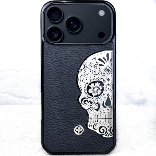 Mexican Katrina's Skull Leather Black