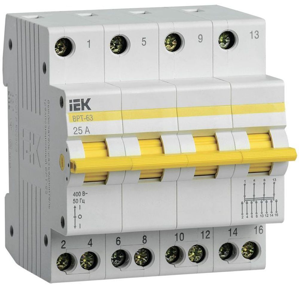 Выключатель-разъединитель трехпозиционный 4п ВРТ-63 25А KARAT IEK MPR10-4-025