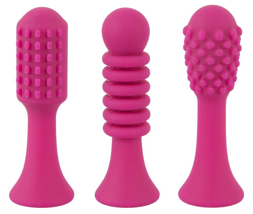 Ярко-розовый клиторальный вибратор с 3 насадками Spot Vibrator with 3 Tips - 17,9 см. (Цвет: ярко-розовый)