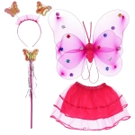 Карнавальный костюм «Волшебная сказка» (юбка, крылья, волшебная палочка, ободок), Фуксия