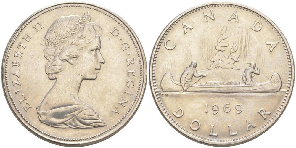 Канада 1 доллар, 1968-1972 Каное XF
