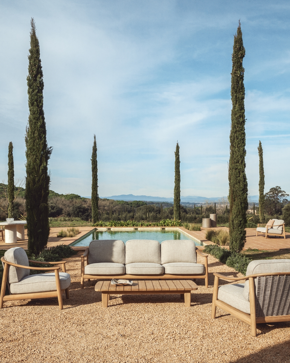 Уличный 3-х местный диван Elunda из тикового дерева и бежевой веревки