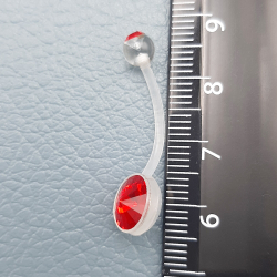 Для пирсинга пупка ( длина 20 мм) с Красными кристаллами. Материал биофлекс ( для беременных)