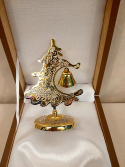 Елка сувенирная "С Новым годом!" с колокольчиком (Златоустовская гравюра)