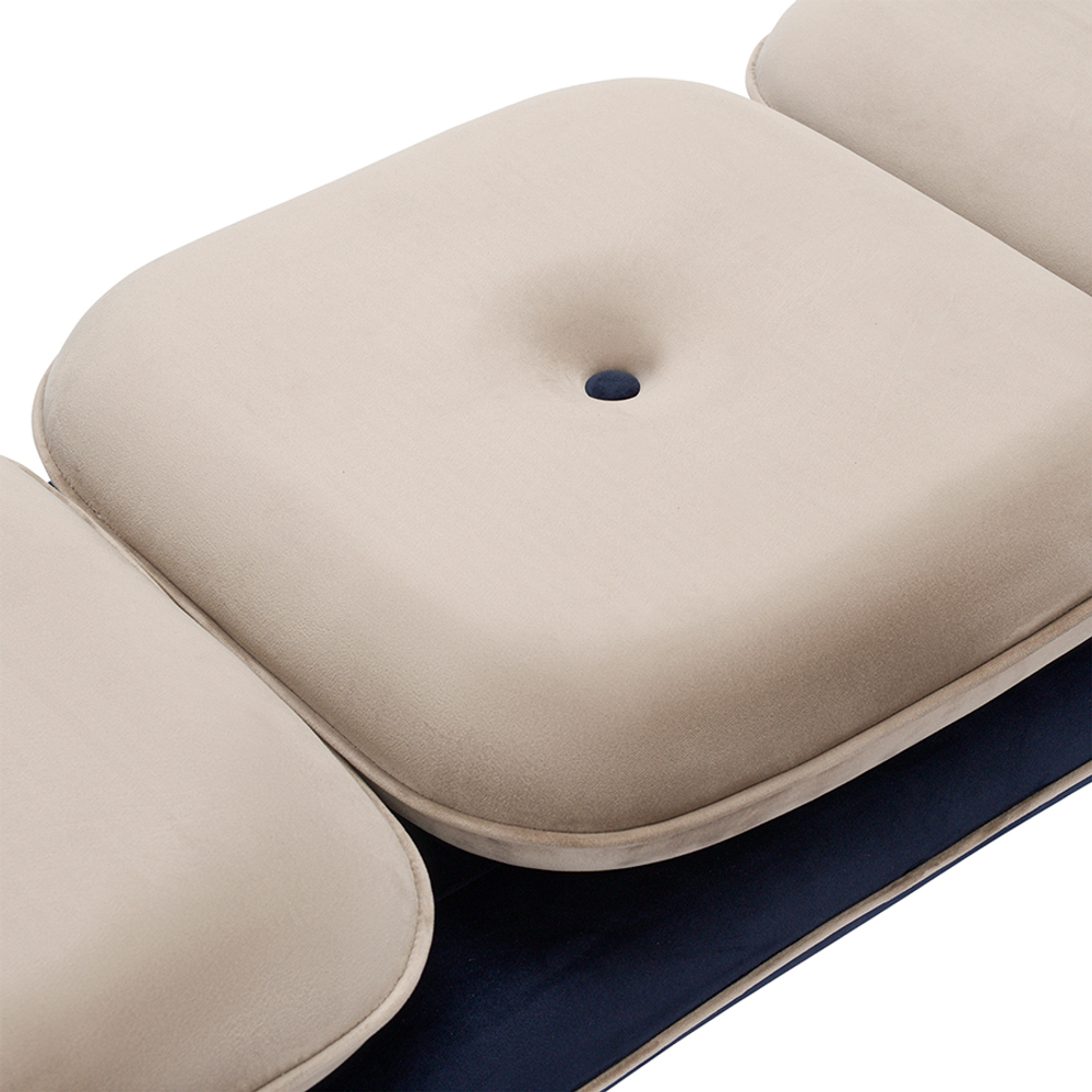 Банкетка pea, велюр, бежевая/темно-синяя