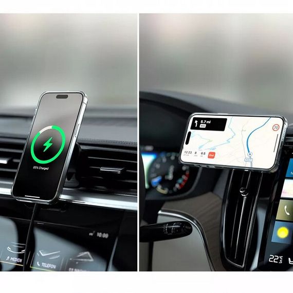 Автомобильное беспроводное зарядное устройство Satechi Qi2 Wireless Car Charger 15W (ST-Q2CCM) серый