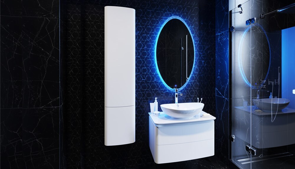 Тумба подвесная VELVEX Luna 60 белая с раковиной VELVEX Гамма 56