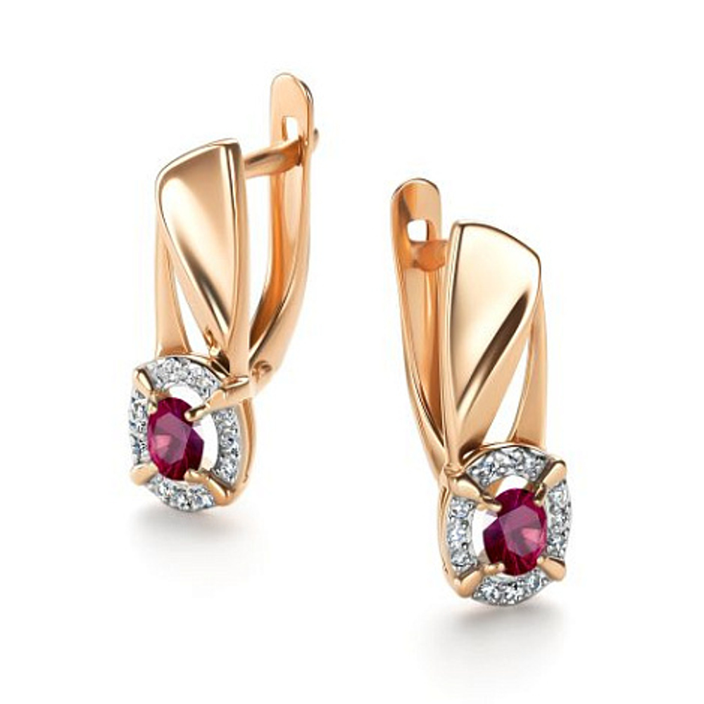 Серьги из красного золота с рубинами и бриллиантами 26437-103