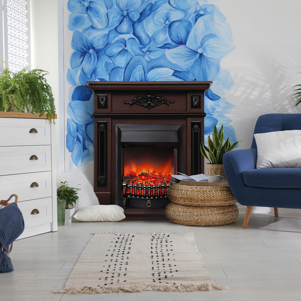 Электрокамин RealFlame Lilian DN орех с очагом Fobos Lux Black