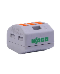 Клеммы Wago 222-413, клеммники соединительные для проводов с рычажком одножильные и многожильные, 3-х контактная (Ваго) 32А , 10 шт