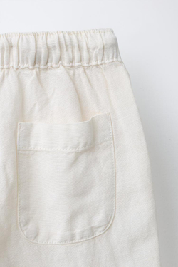 ZARA БРЮКИ СТРУЯЩЕГОСЯ КРОЯ ИЗ СМЕСОВОГО ЛЬНА, ЭКРЮ