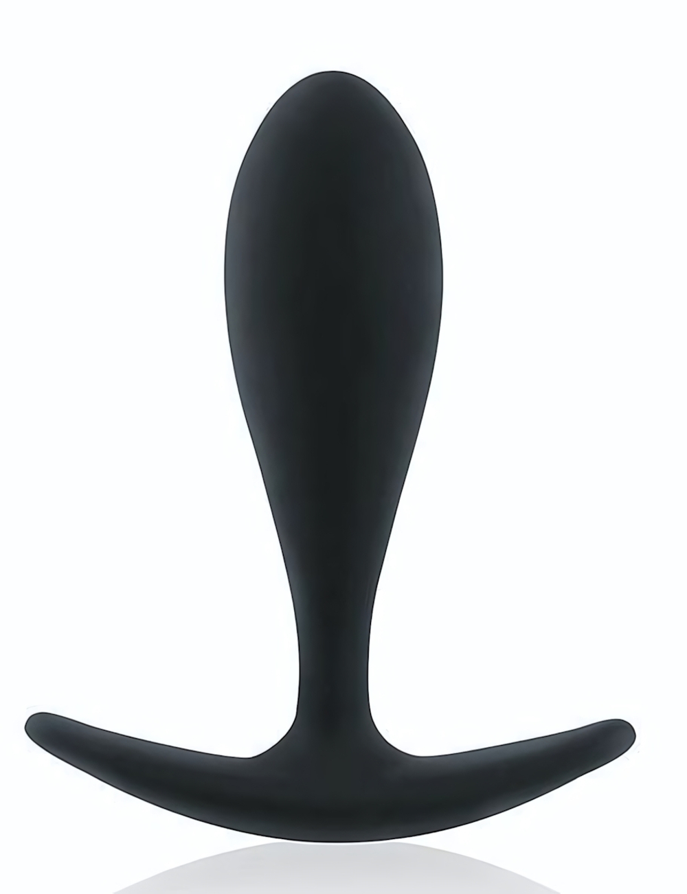 Черная гладкая анальная пробка с ограничительным основанием - 9 см. (Цвет: черный)