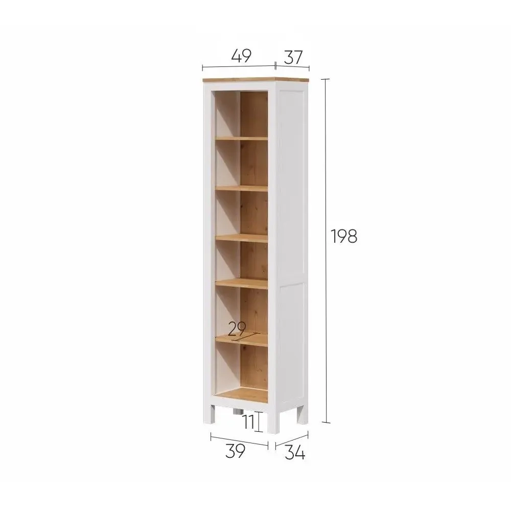 Стеллаж Хемнэс Hemnes/ Кымор, 49х198х37 см, белый/светло-коричневый