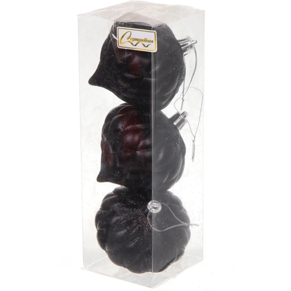 Ёлочные игрушки «Юла» 8 см (набор 3 шт), черный